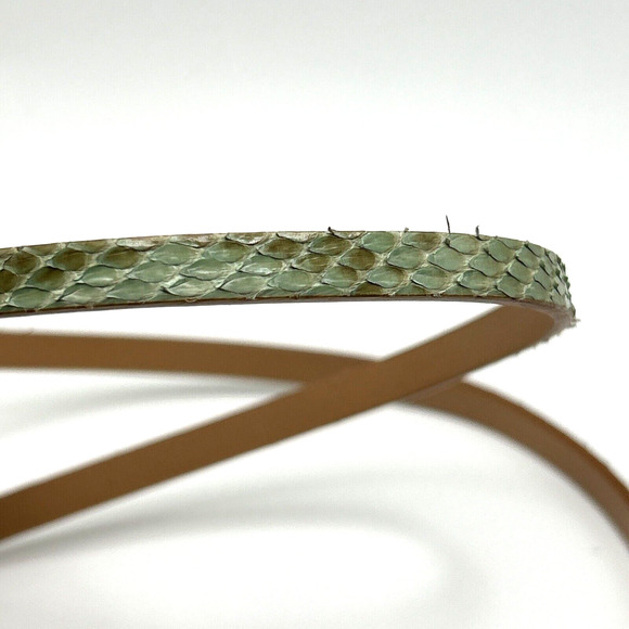 Vintage Salvatore Ferragamo Womens Size 29" Green Snakeskin Thin Strap Belt - Picture 7 of 15